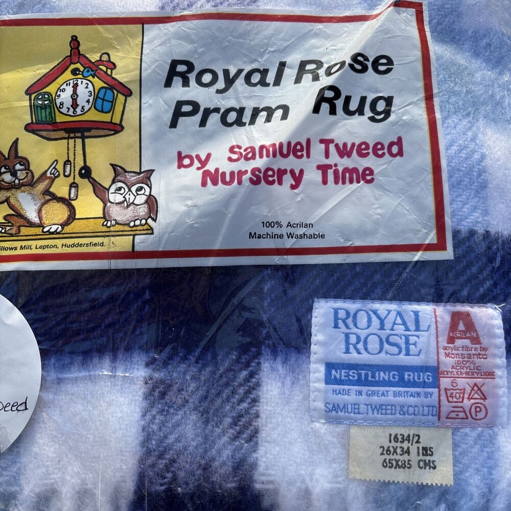 Royal Rose Pram Rug By Samuel Tweed Nursery Time Nestling Rug Great Britain Blue - Picture 7 of 7